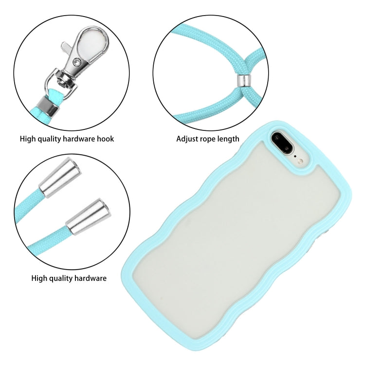 Lanyard Candy Color Wave TPU Clear PC Phone Case For iPhone 8 Plus / 7 Plus