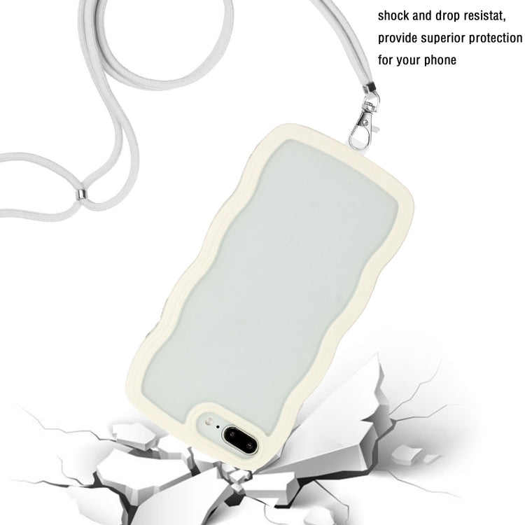 Lanyard Candy Color Wave TPU Clear PC Phone Case For iPhone 8 Plus / 7 Plus