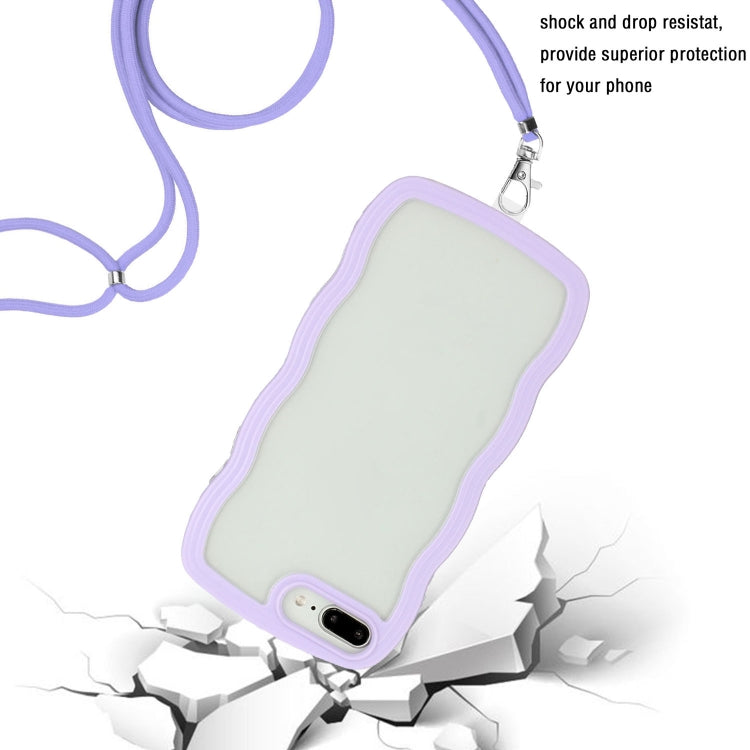 Lanyard Candy Color Wave TPU Clear PC Phone Case For iPhone 8 Plus / 7 Plus