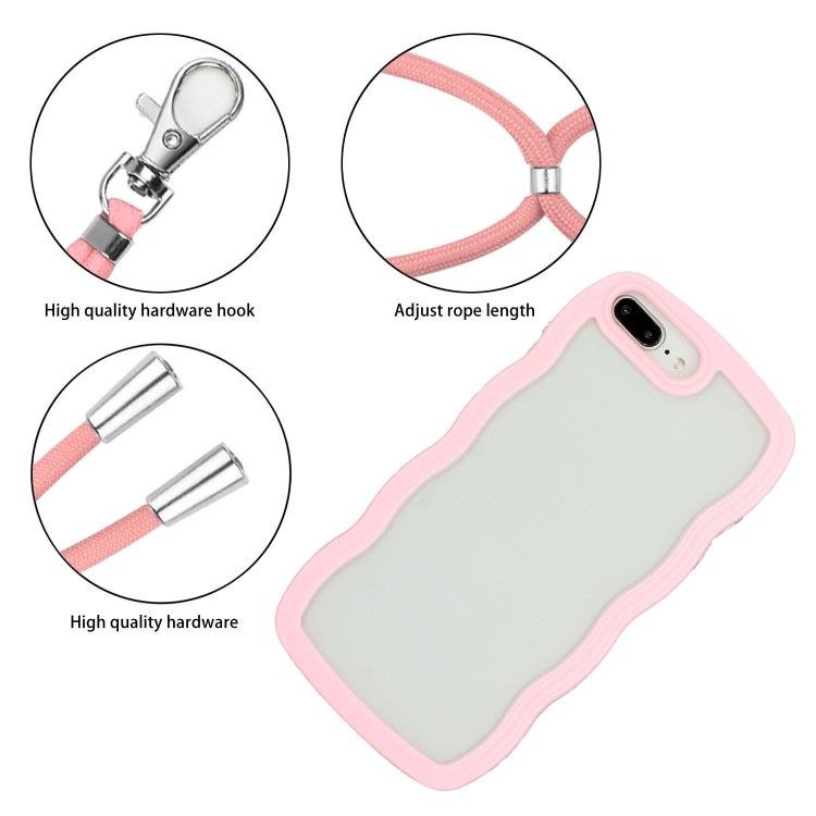 Lanyard Candy Color Wave TPU Clear PC Phone Case For iPhone 8 Plus / 7 Plus