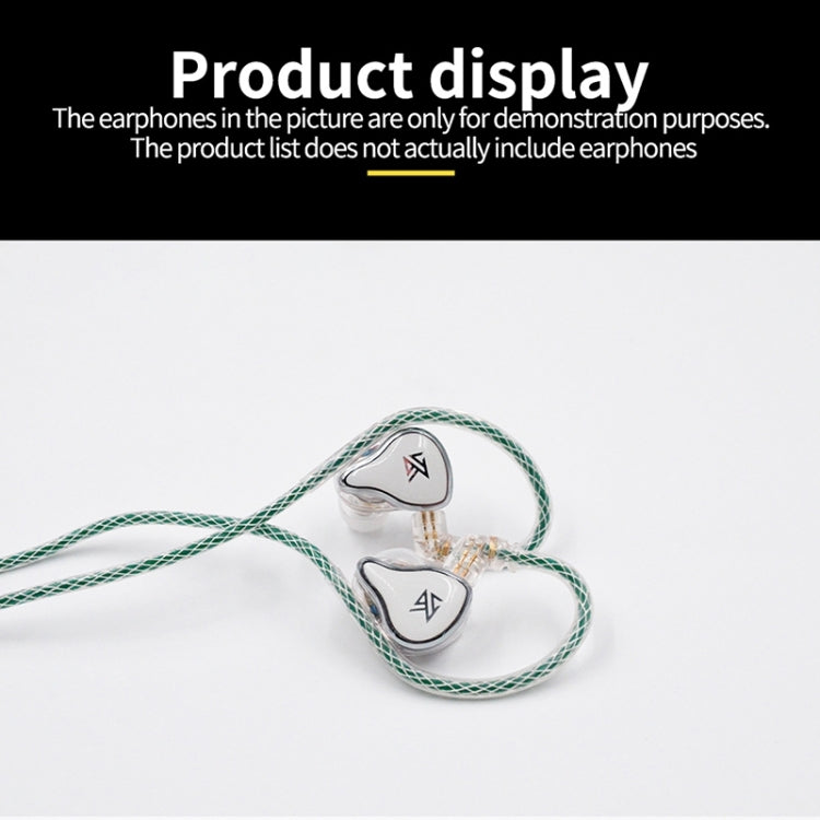 KZ 90-11 2pin 0.75mm Gold Plated Pin 8 Strand Braided Mesh Headphone Upgrade Cable(Transparent Green)