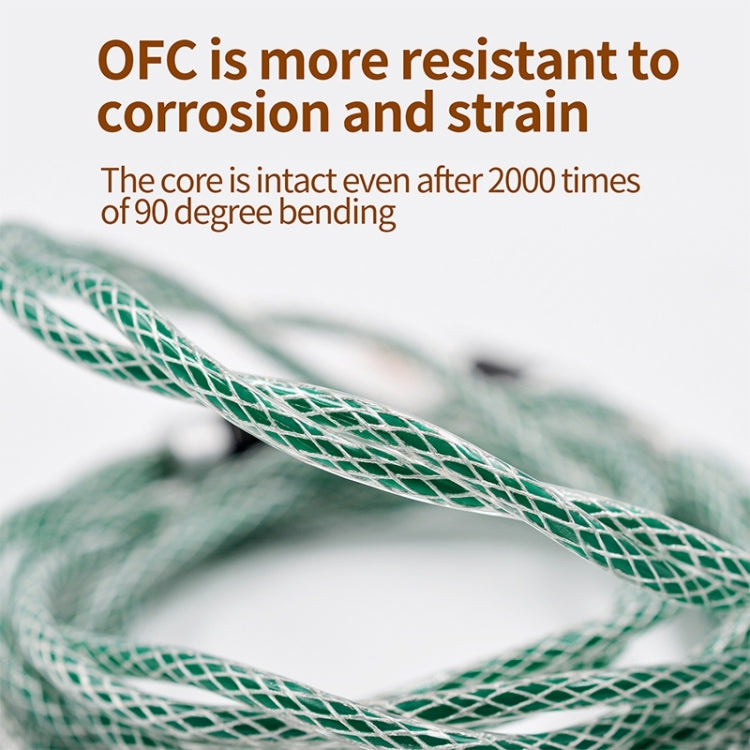 KZ 90-11 2pin 0.75mm Gold Plated Pin 8 Strand Braided Mesh Headphone Upgrade Cable(Transparent Green)