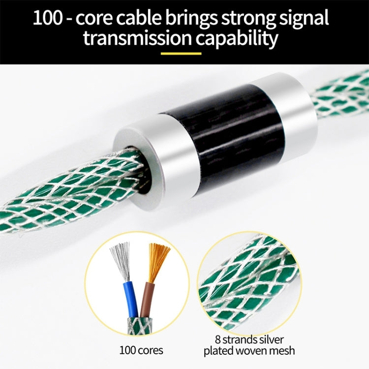 KZ 90-11 2pin 0.75mm Gold Plated Pin 8 Strand Braided Mesh Headphone Upgrade Cable(Transparent Green)