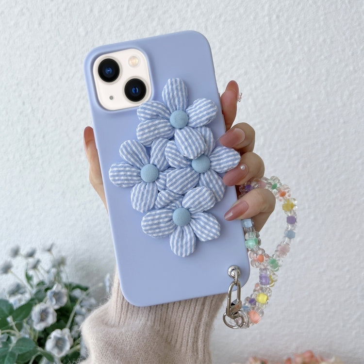 For iPhone 14 Four Flowers Hand Strap Phone Case