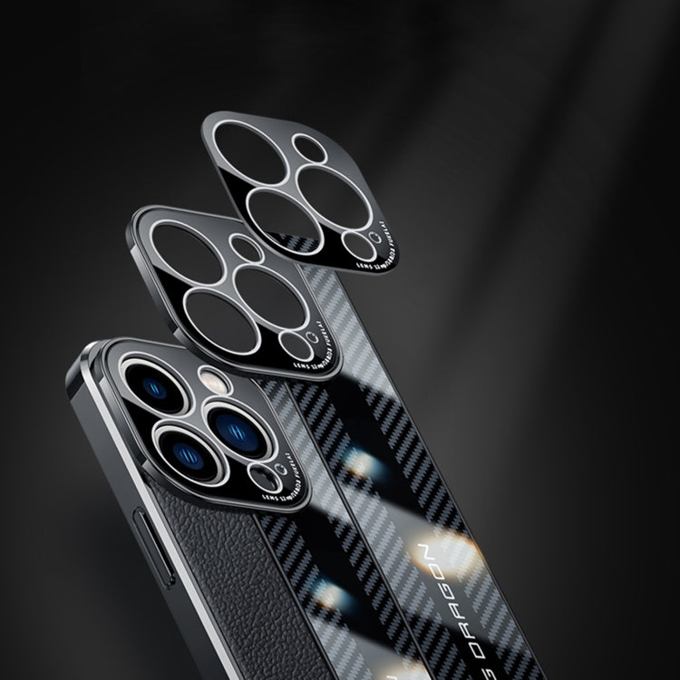 For iPhone 14 Pro Racing Car Design Leather Electroplating Process Anti-fingerprint Protective Phone Case(Red)