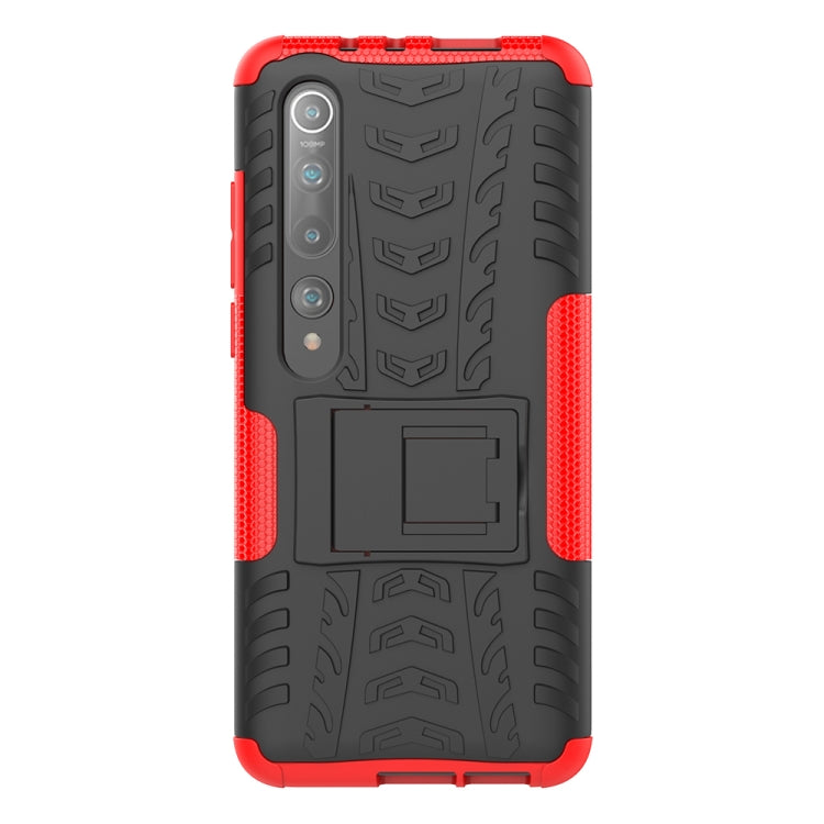 For Xiaomi Mi 10 Tire Texture Shockproof TPU+PC Protective Case with Holder