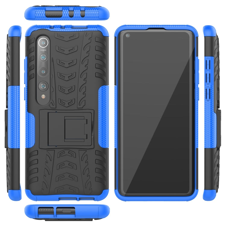For Xiaomi Mi 10 Tire Texture Shockproof TPU+PC Protective Case with Holder