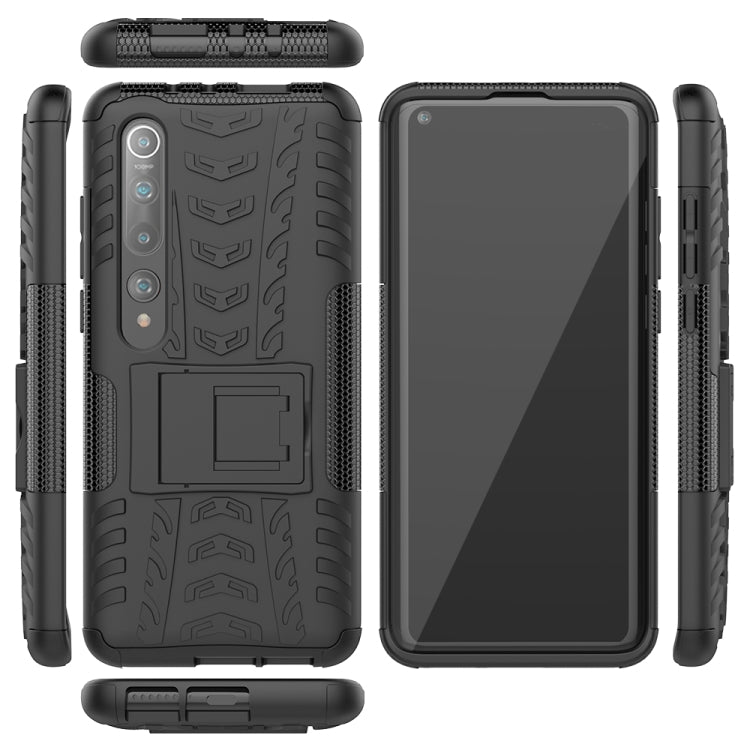 For Xiaomi Mi 10 Tire Texture Shockproof TPU+PC Protective Case with Holder