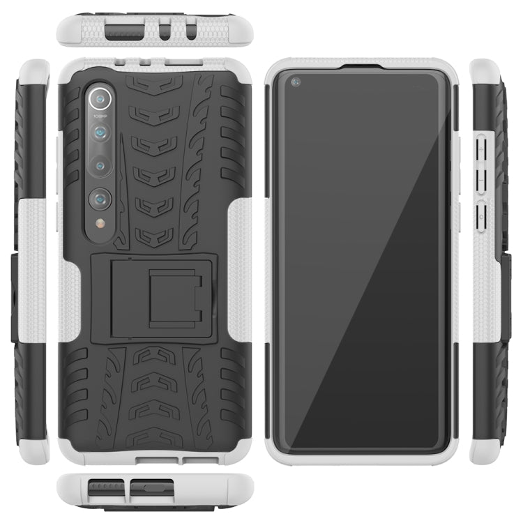 For Xiaomi Mi 10 Tire Texture Shockproof TPU+PC Protective Case with Holder