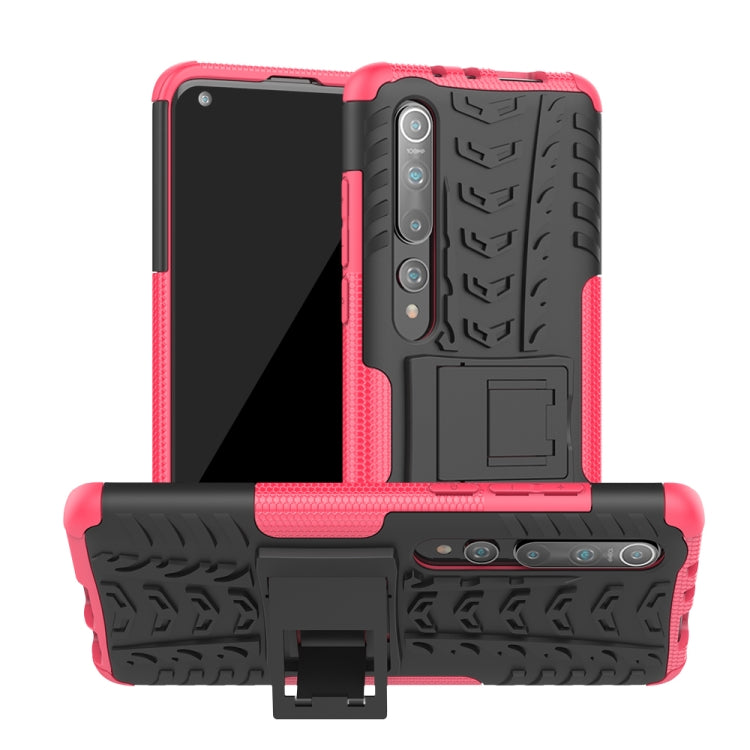 For Xiaomi Mi 10 Tire Texture Shockproof TPU+PC Protective Case with Holder