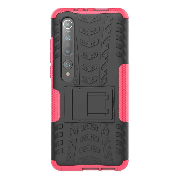 For Xiaomi Mi 10 Tire Texture Shockproof TPU+PC Protective Case with Holder