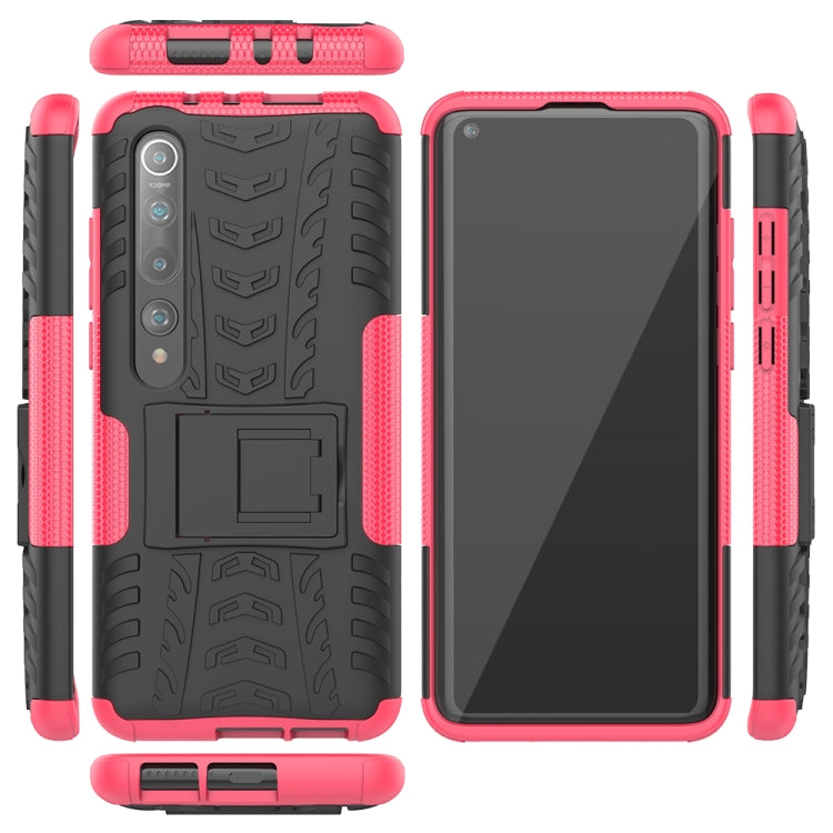 For Xiaomi Mi 10 Tire Texture Shockproof TPU+PC Protective Case with Holder