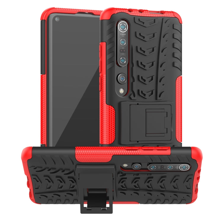 For Xiaomi Mi 10 Pro Tire Texture Shockproof TPU+PC Protective Case with Holder