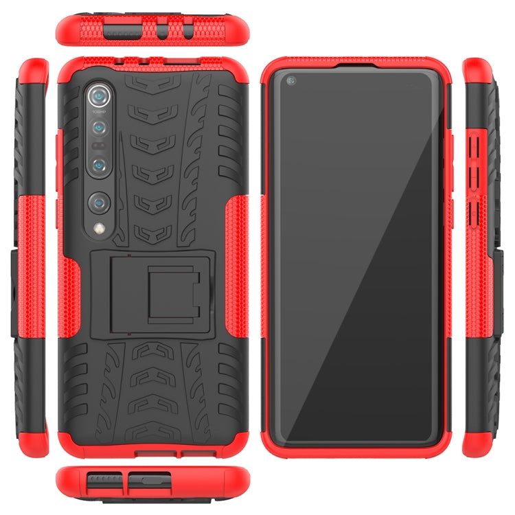 For Xiaomi Mi 10 Pro Tire Texture Shockproof TPU+PC Protective Case with Holder