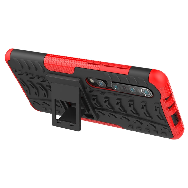 For Xiaomi Mi 10 Pro Tire Texture Shockproof TPU+PC Protective Case with Holder