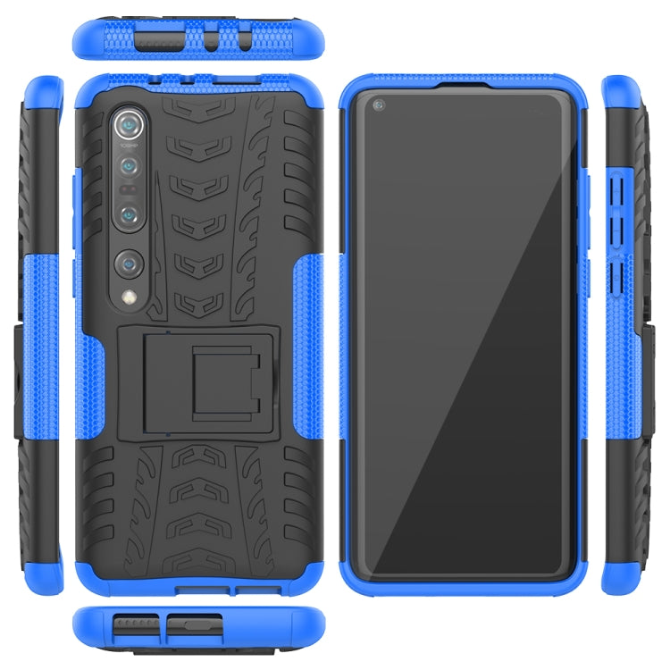 For Xiaomi Mi 10 Pro Tire Texture Shockproof TPU+PC Protective Case with Holder