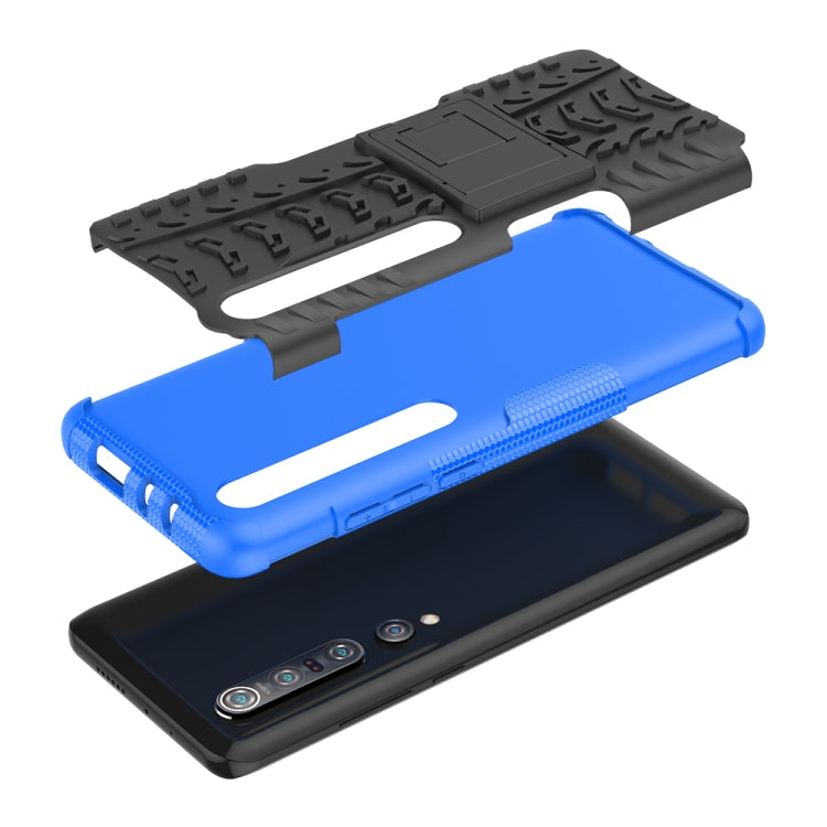 For Xiaomi Mi 10 Pro Tire Texture Shockproof TPU+PC Protective Case with Holder