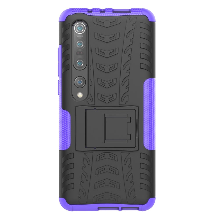 For Xiaomi Mi 10 Pro Tire Texture Shockproof TPU+PC Protective Case with Holder