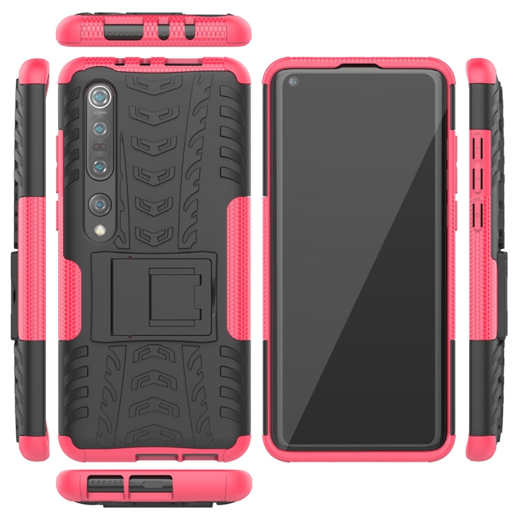 For Xiaomi Mi 10 Pro Tire Texture Shockproof TPU+PC Protective Case with Holder