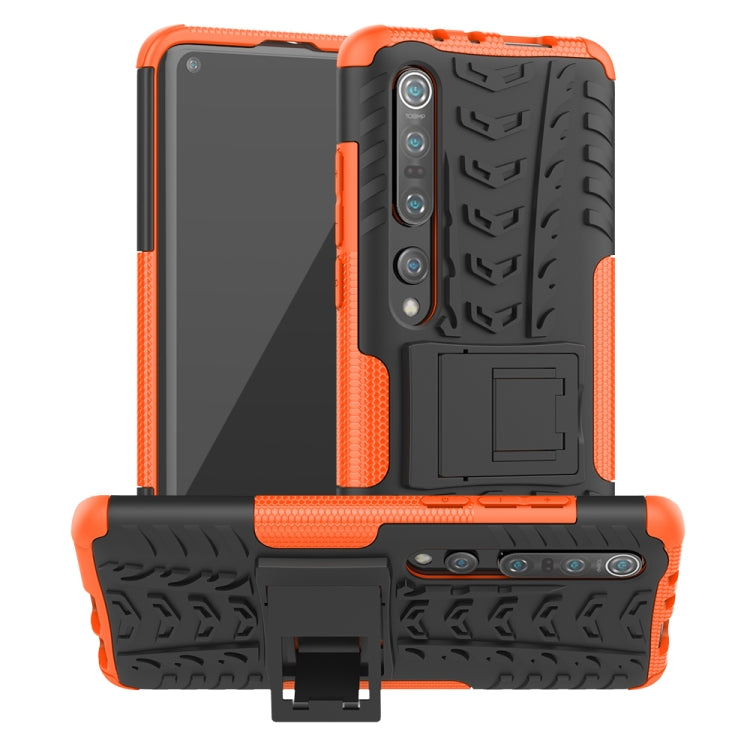 For Xiaomi Mi 10 Pro Tire Texture Shockproof TPU+PC Protective Case with Holder