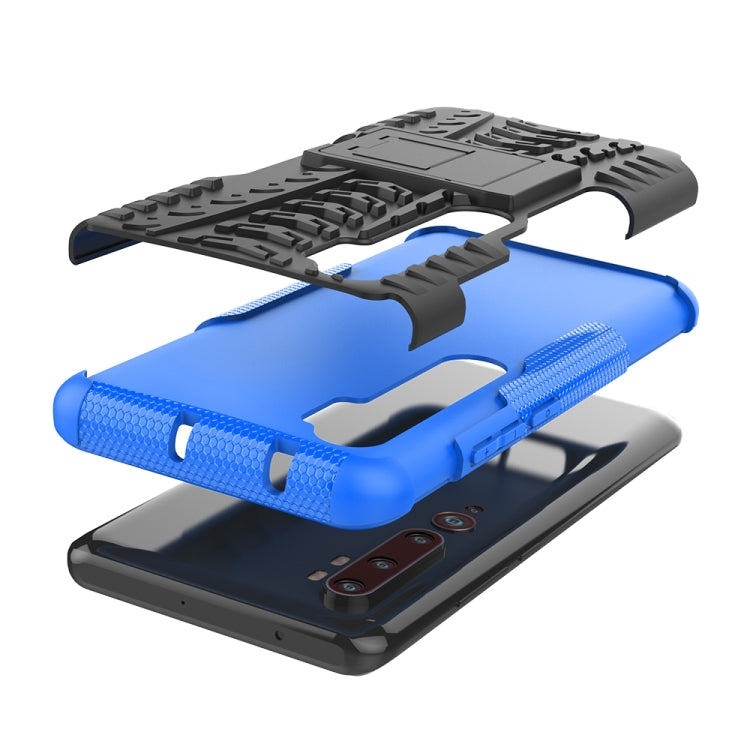 For Xiaomi Mi CC9 Pro Tire Texture Shockproof TPU+PC Protective Case with Holder