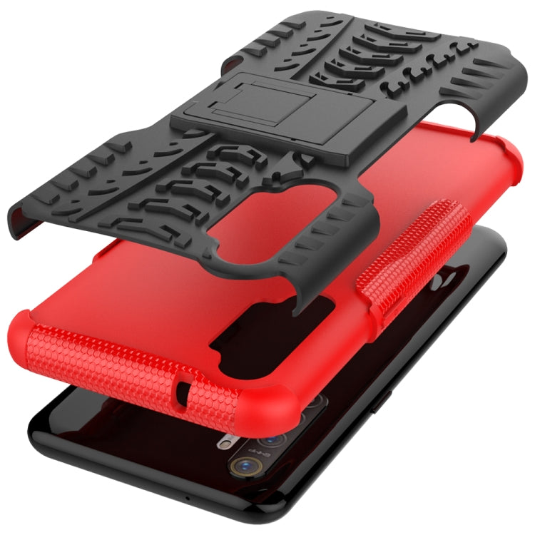 For OPPO Realme XT Tire Texture Shockproof TPU+PC Protective Case with Holder