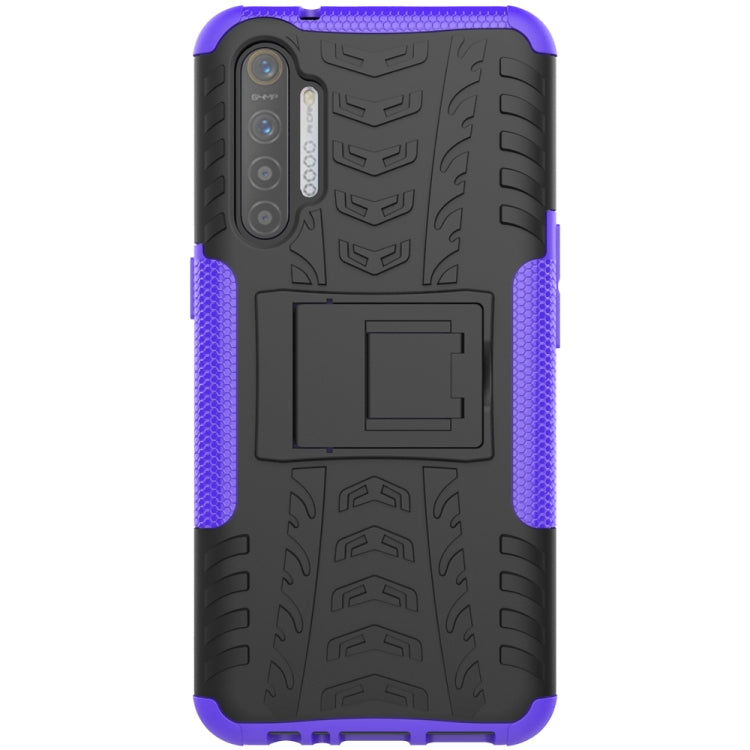 For OPPO Realme XT Tire Texture Shockproof TPU+PC Protective Case with Holder
