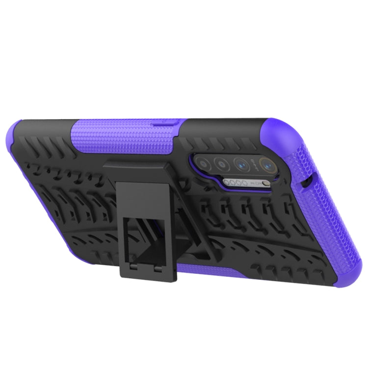 For OPPO Realme XT Tire Texture Shockproof TPU+PC Protective Case with Holder