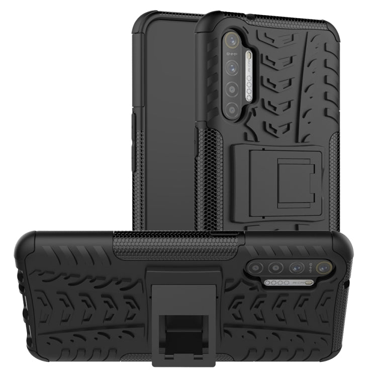 For OPPO Realme XT Tire Texture Shockproof TPU+PC Protective Case with Holder