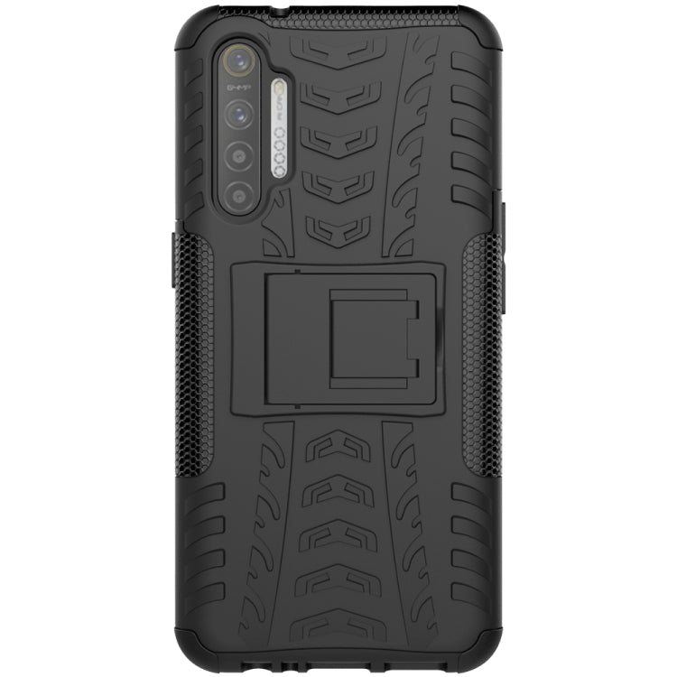 For OPPO Realme XT Tire Texture Shockproof TPU+PC Protective Case with Holder