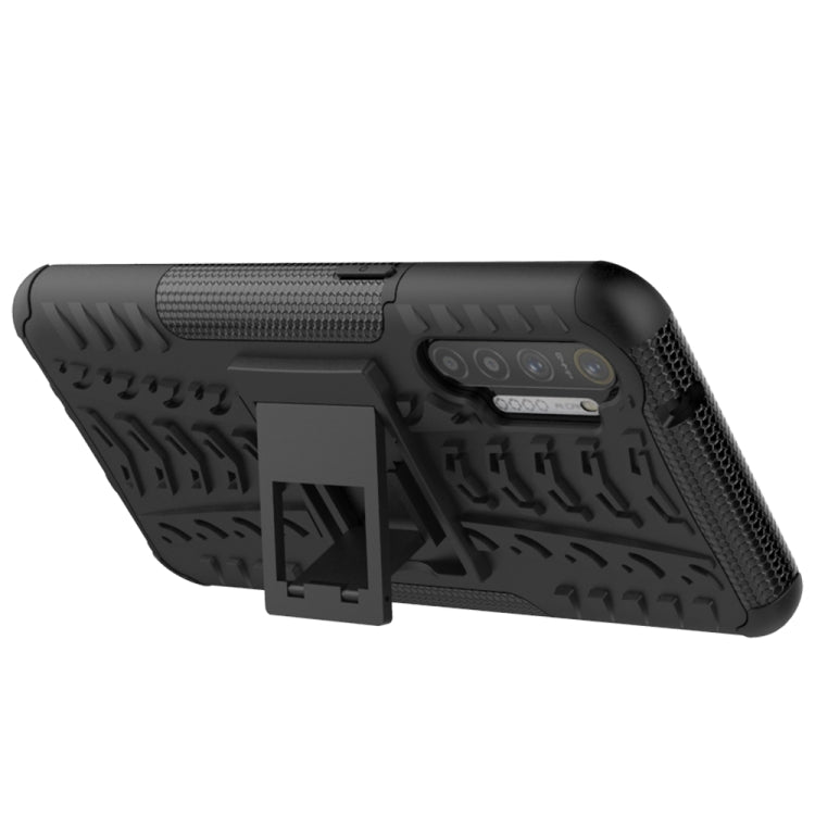 For OPPO Realme XT Tire Texture Shockproof TPU+PC Protective Case with Holder