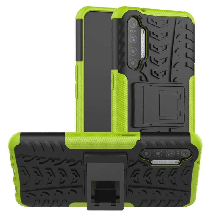 For OPPO Realme XT Tire Texture Shockproof TPU+PC Protective Case with Holder