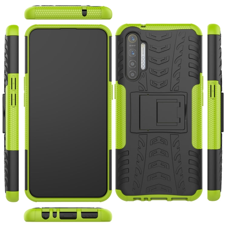 For OPPO Realme XT Tire Texture Shockproof TPU+PC Protective Case with Holder