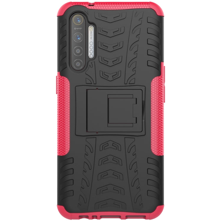 For OPPO Realme XT Tire Texture Shockproof TPU+PC Protective Case with Holder