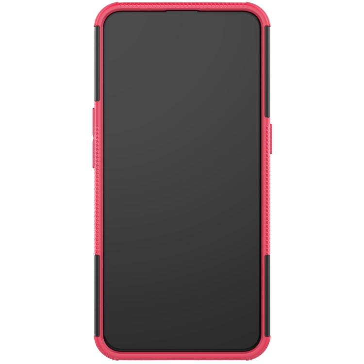 For OPPO Realme XT Tire Texture Shockproof TPU+PC Protective Case with Holder