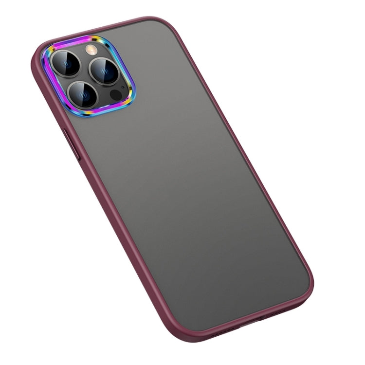 For iPhone 14 Pro Colorful Metal Lens Ring Matte PC + TPU Phone Case