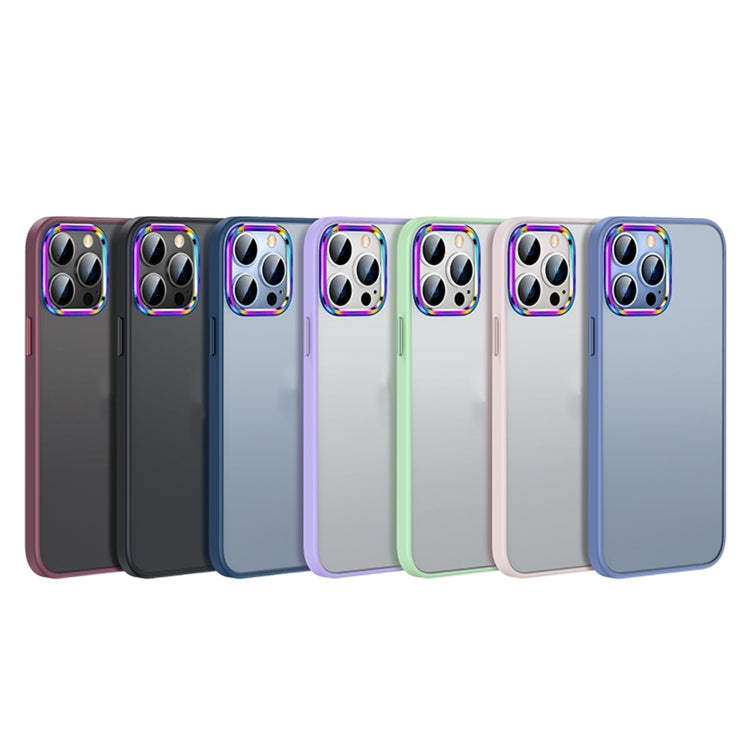 For iPhone 14 Pro Colorful Metal Lens Ring Matte PC + TPU Phone Case