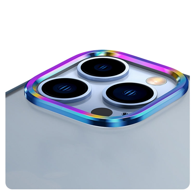 For iPhone 14 Pro Max Colorful Metal Lens Ring Matte PC + TPU Phone Case