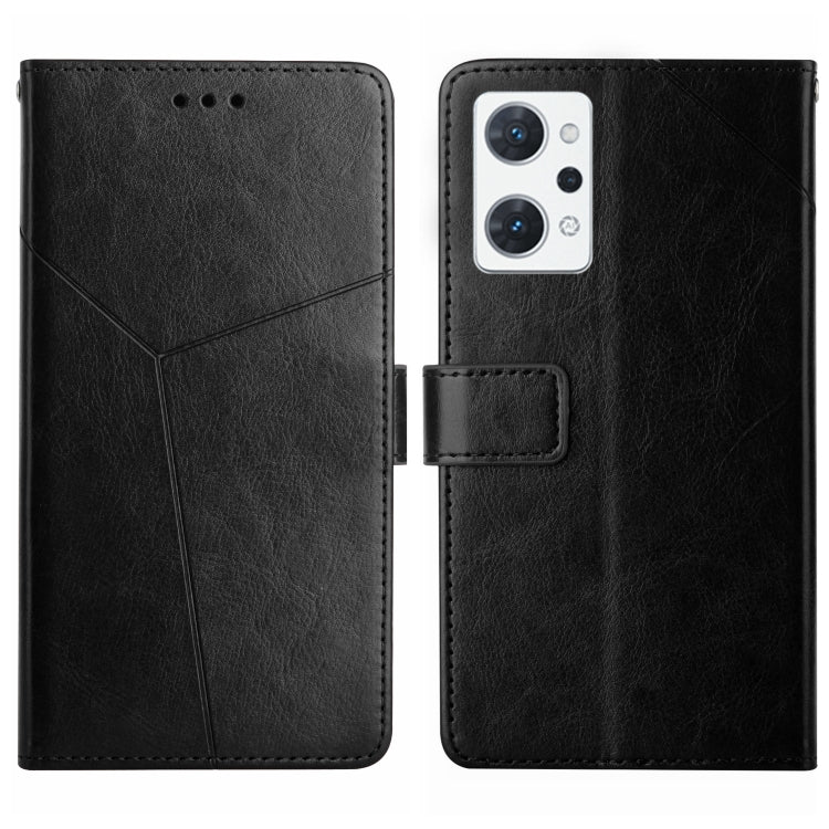 For OPPO Reno7 A HT01 Y-shaped Pattern Flip Leather Phone Case