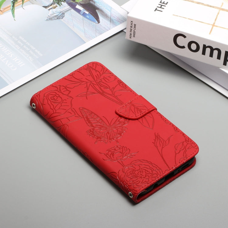 For OPPO Realme C30 HT03 Skin Feel Butterfly Embossed Flip Leather Phone Case