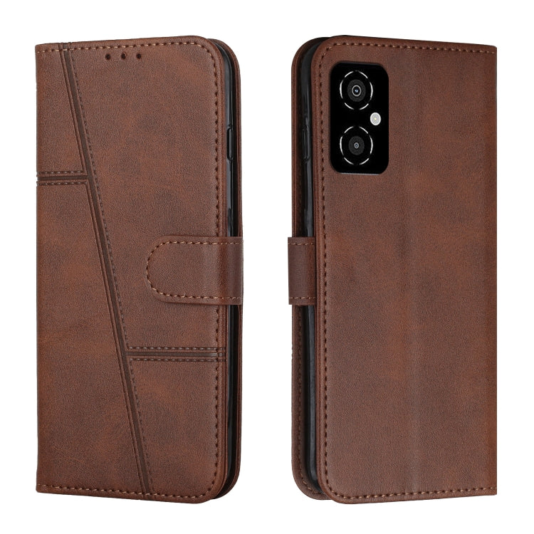 For Xiaomi Poco M4 5G Stitching Calf Texture Buckle Leather Phone Case