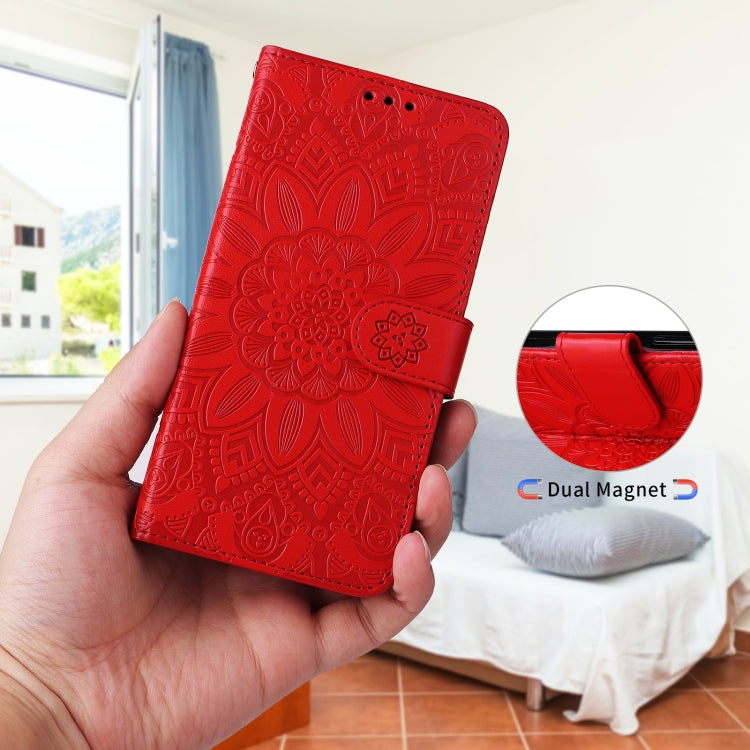For iPhone 13 Embossed Sunflower Leather Phone Case