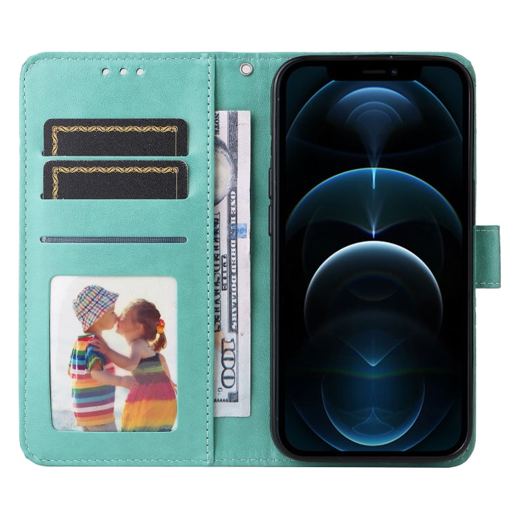 For iPhone 12 / 12 Pro Embossed Sunflower Leather Phone Case