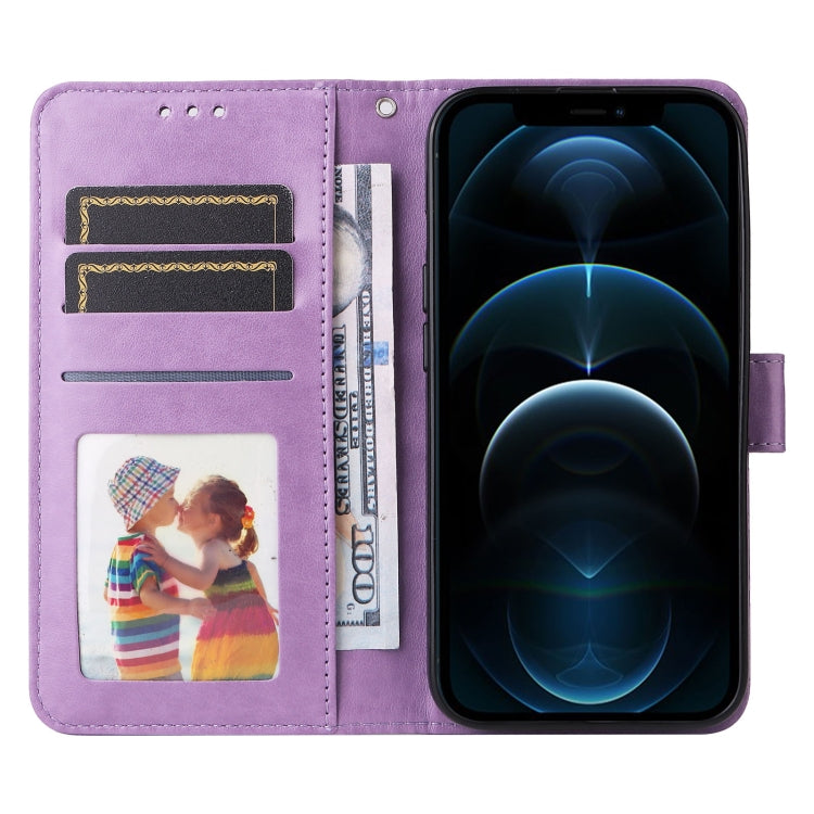 For iPhone 12 Pro Max Embossed Sunflower Leather Phone Case