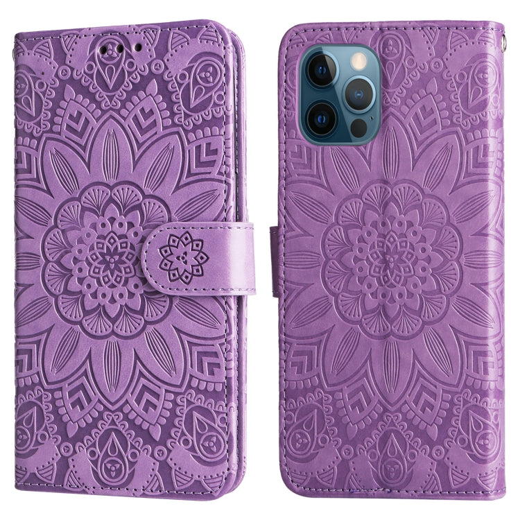 For iPhone 11 Pro Embossed Sunflower Leather Phone Case