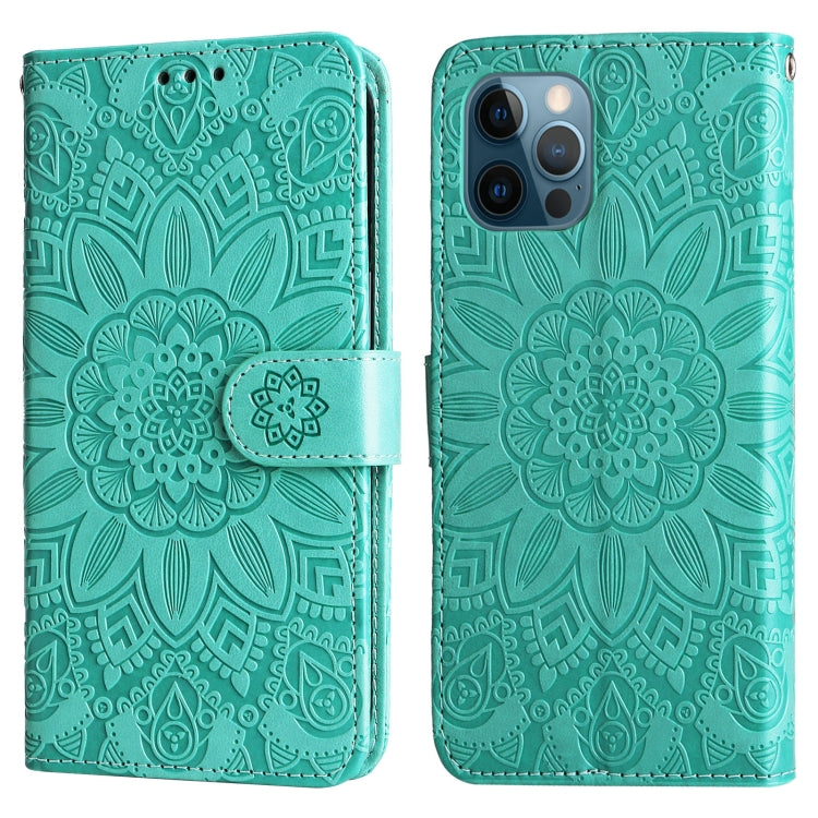 For iPhone 11 Pro Max Embossed Sunflower Leather Phone Case