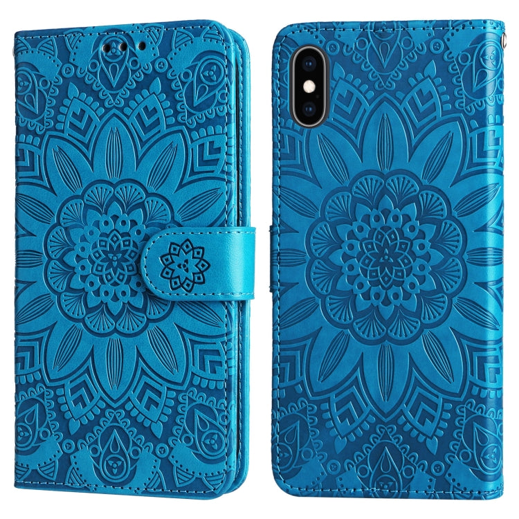 For iPhone X / XS Embossed Sunflower Leather Phone Case