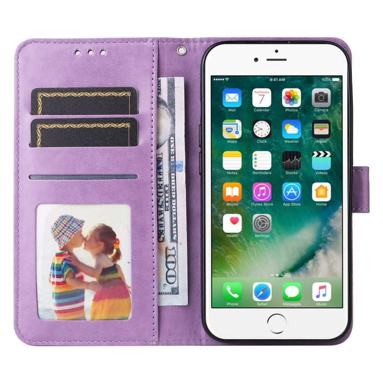 For iPhone SE 2022 / SE 2020 / 8 / 7 Embossed Sunflower Leather Phone Case