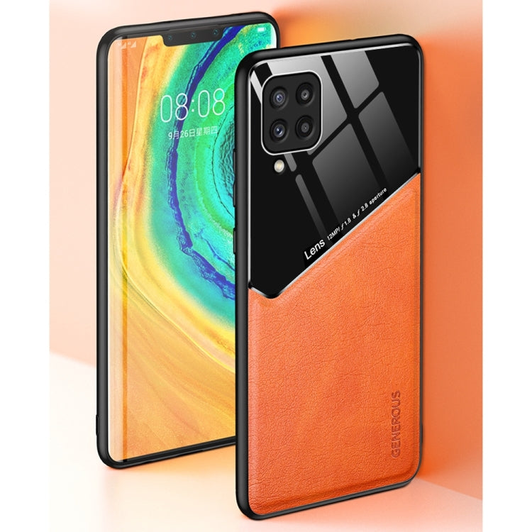 For iPhone 14 Plus Leather + Organic Glass Protective Phone Case