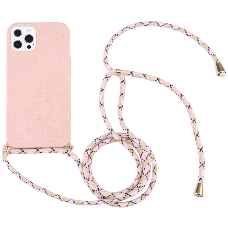 For iPhone 14 Pro Wheat Straw Material + TPU Shockproof Phone Case with Neck Lanyard